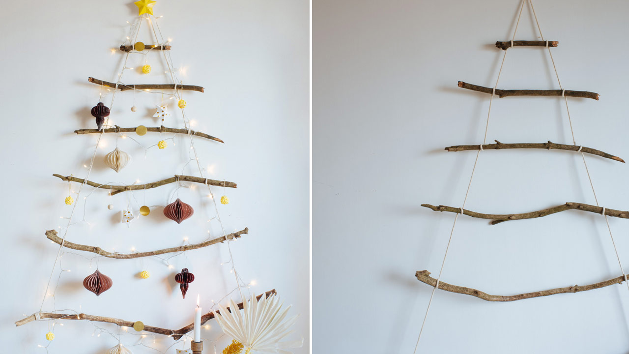 Wall Christmas Tree Made With Branches