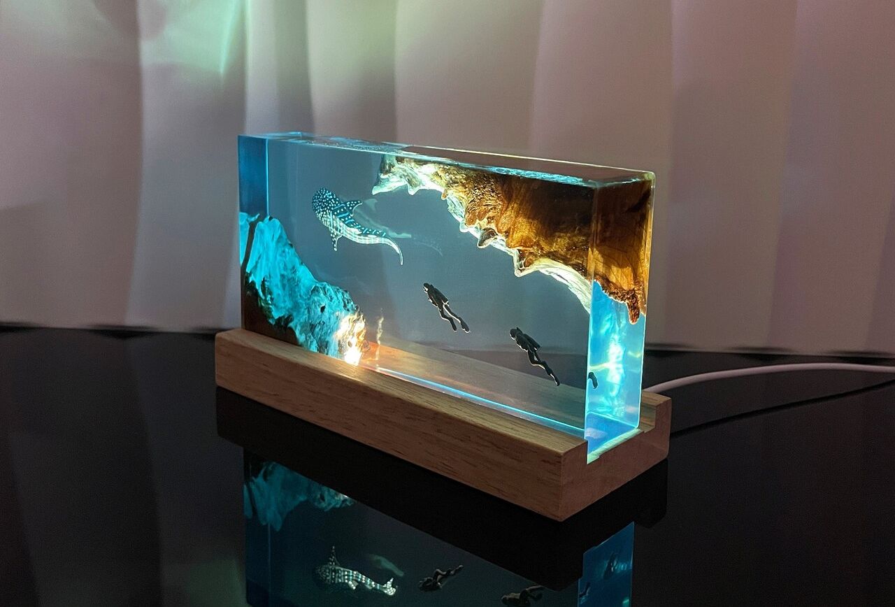 Whale Shark Cube Resin Lamp