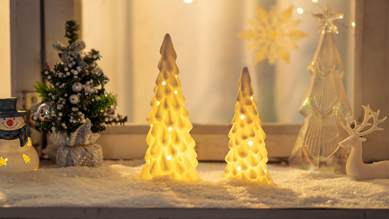 White Ceramic Lighted Christmas Tree
