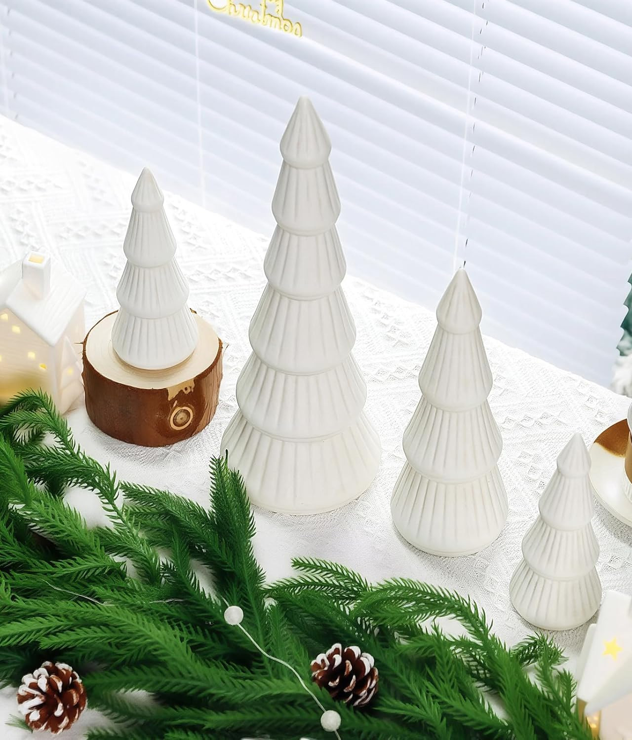 White Ceramic Tabletop Christmas Trees