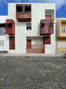 Modern House with Slatted Façade in Mindelo, Cape Verde-front view exterior