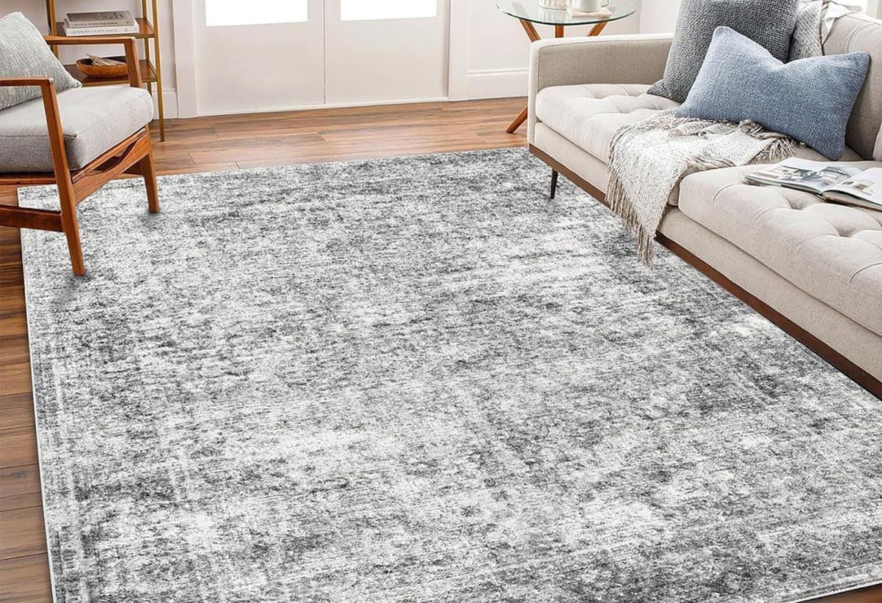 Area Rug 6x9 Washable Rug Gray