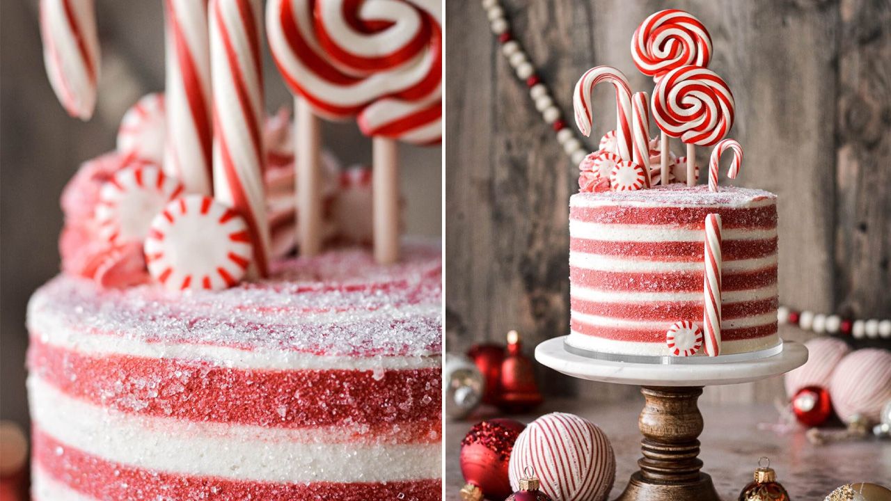 Best Christmas Cake Recipes - Candy Cane Christmas Cake