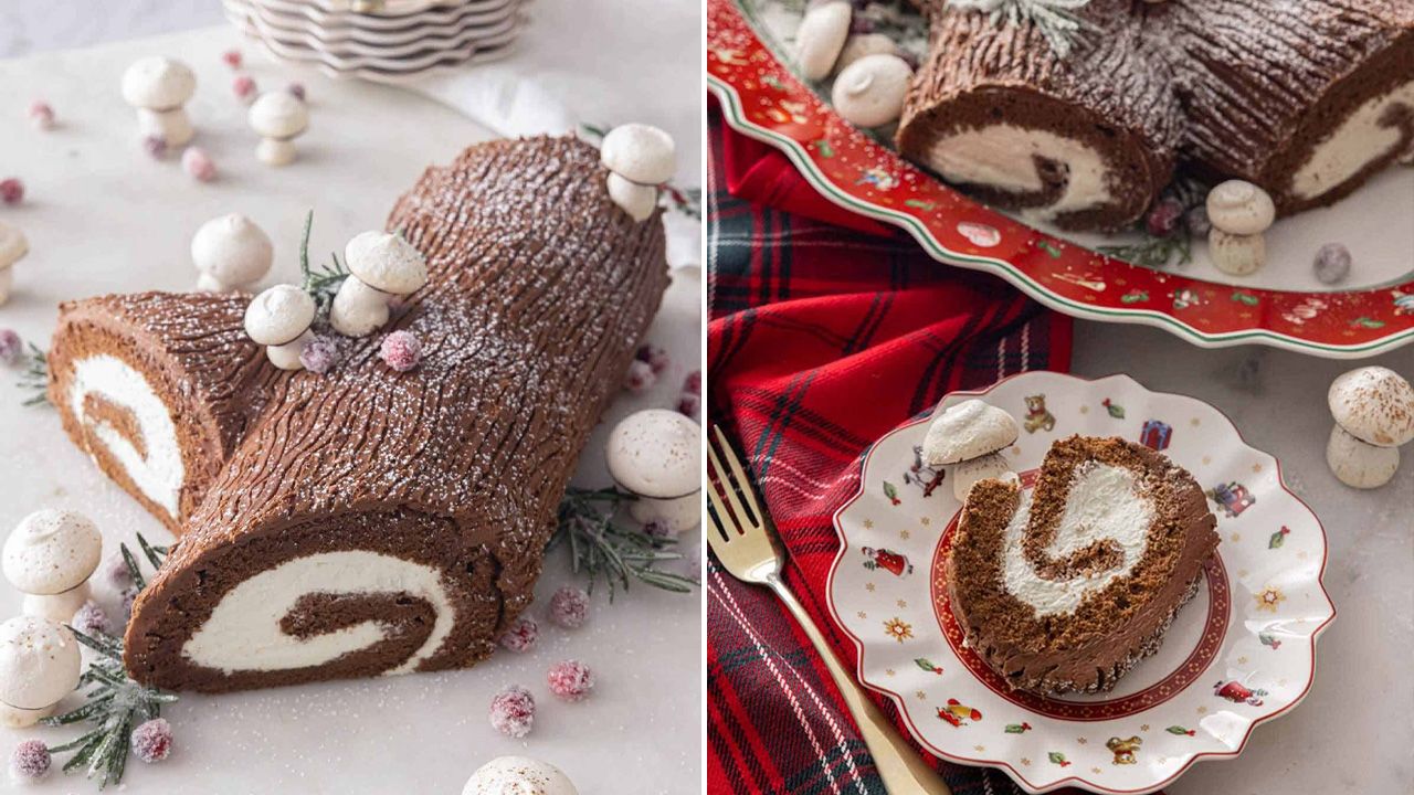 Best Christmas Cake Recipes - yule log cake