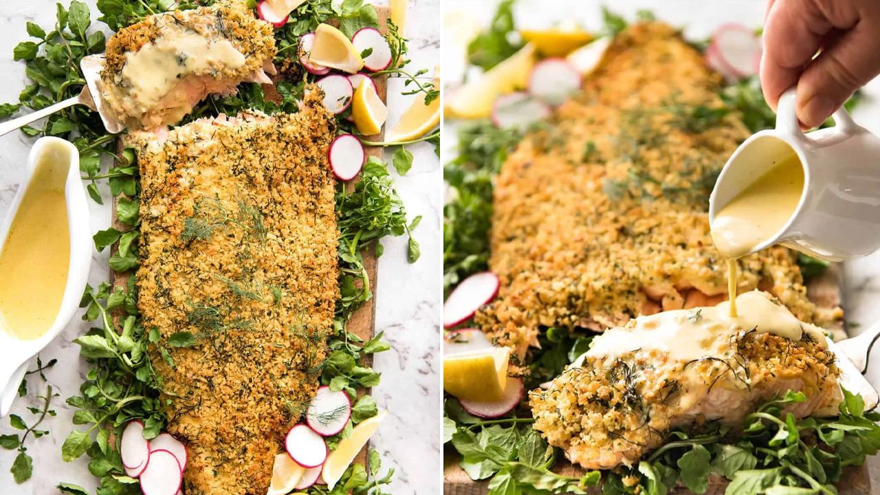 Best Christmas Main Course Dinner Recipes - Baked Parmesan Crusted Salmon