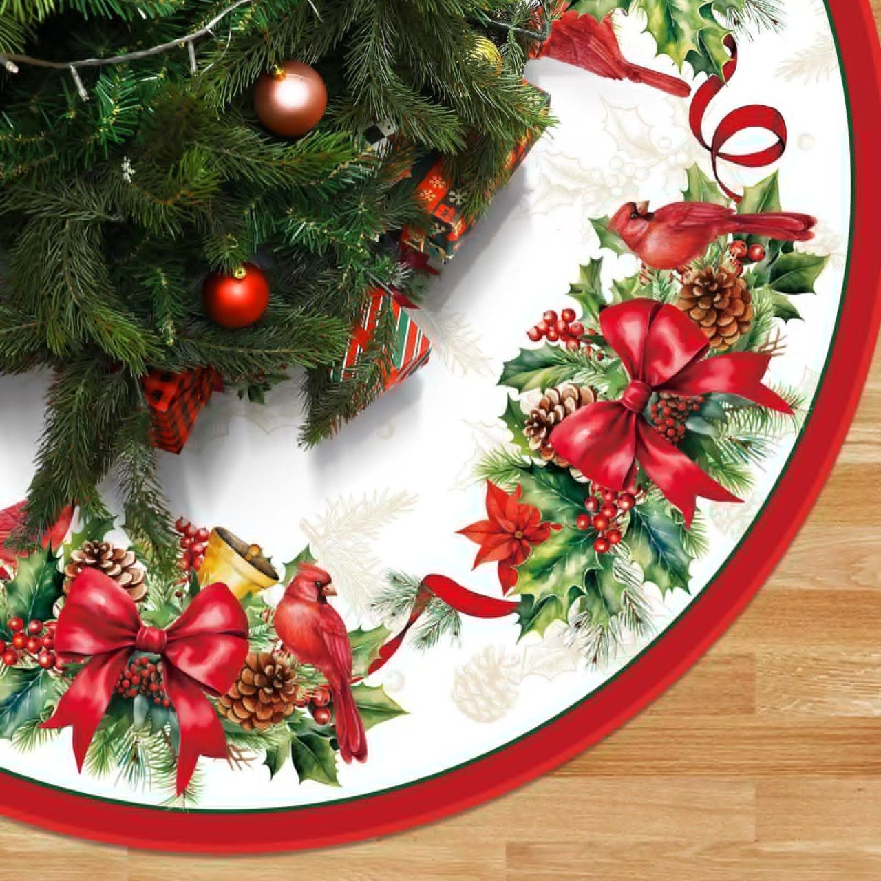 Blosssound Christmas Cardinal Tree Skirt