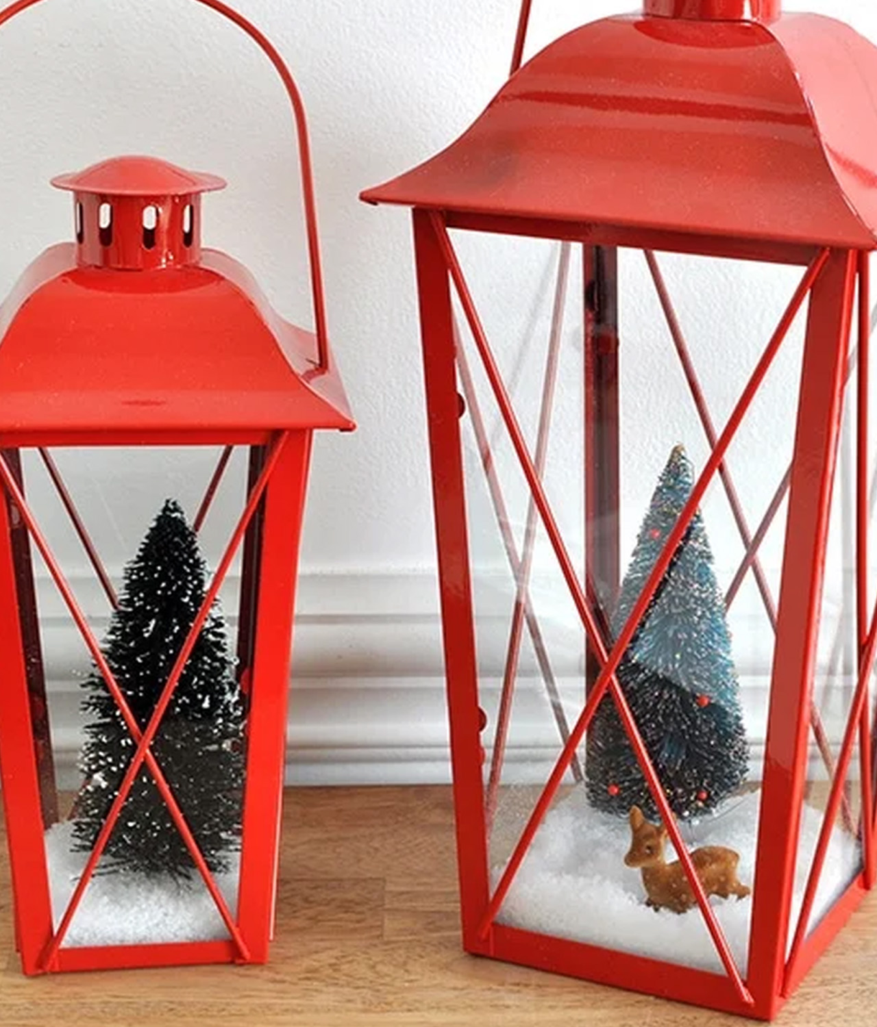 Christmas Holiday Lantern with Faux Snow