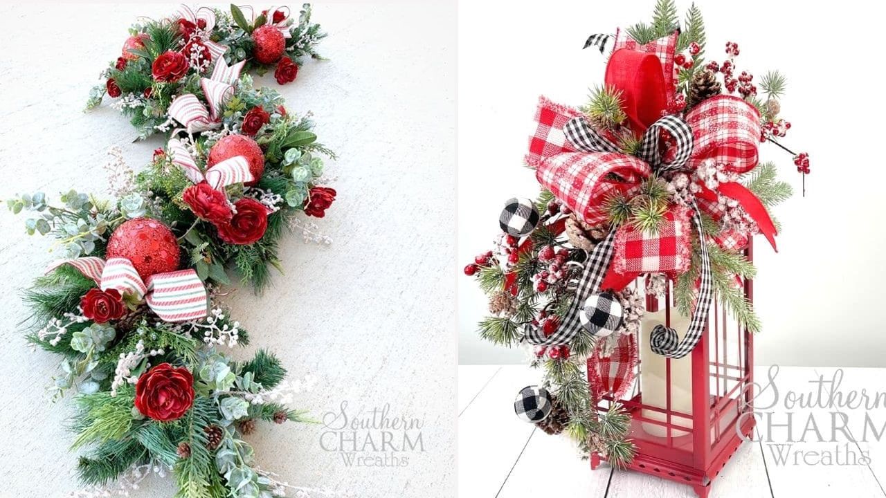 Christmas Lantern Topper designed by Southern Charm Wreaths