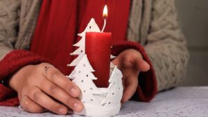 Christmas Tree Clay Candle Holder- featured