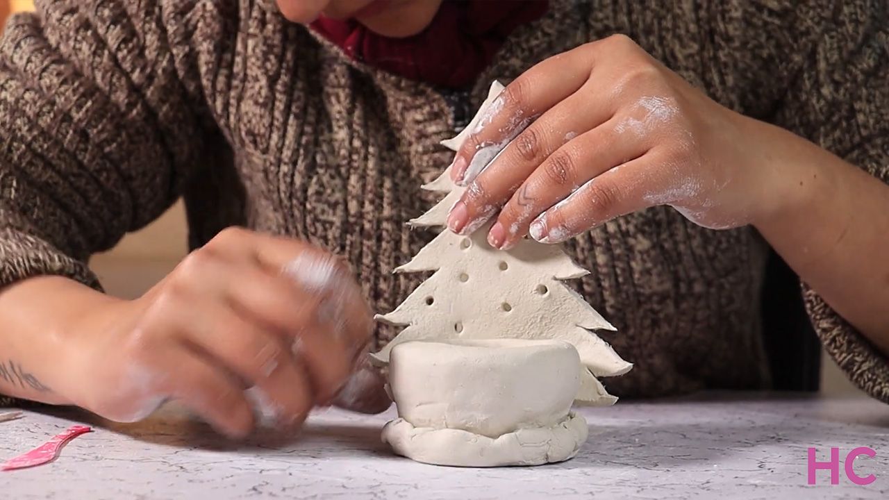 Christmas Tree Clay Candleholder- 8