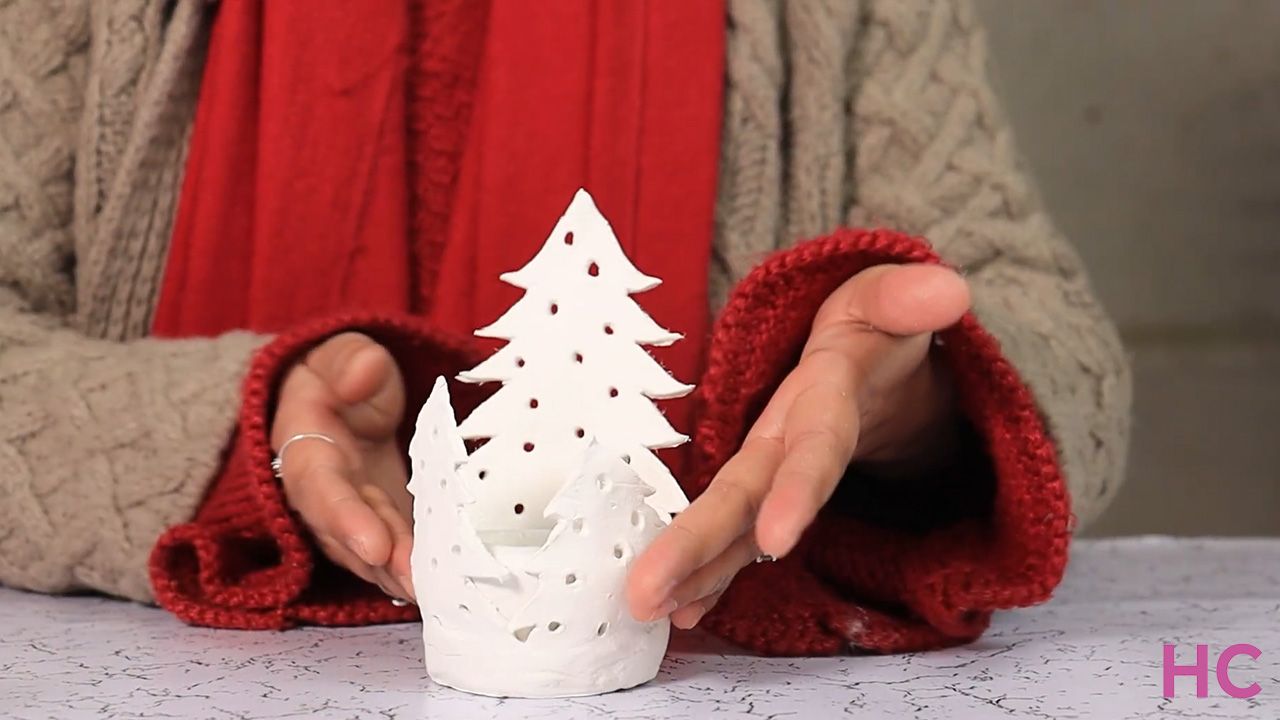 Christmas Tree Clay Candleholder