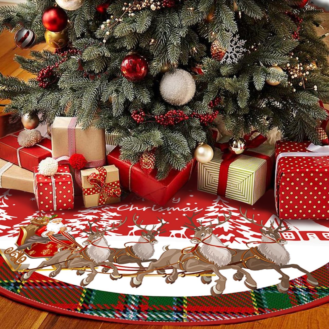 Best Christmas tree skirts to buy: Christmas Tree Skirt 36 Inches Santa Claus Reindeer