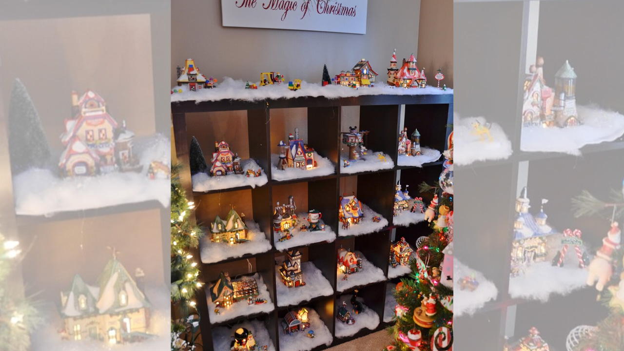 Christmas Village Inside a Bookcase