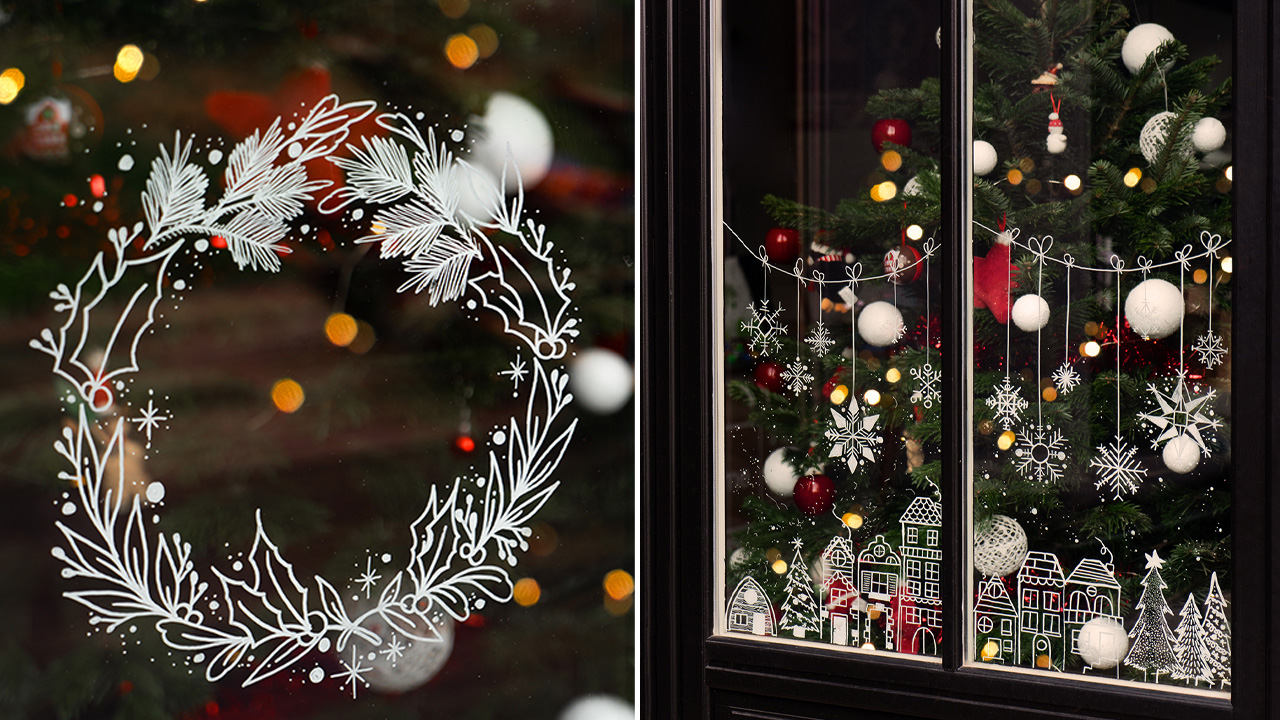 Christmas Wreath Window Painting