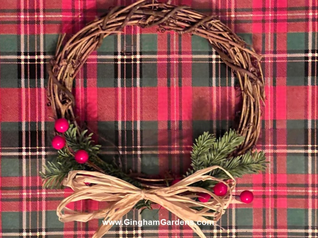 Christmas wreath with branches and greenery