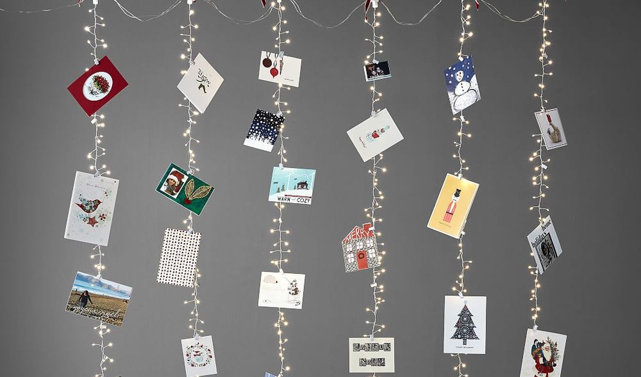 Curtain String Lights Christmas Card Holder