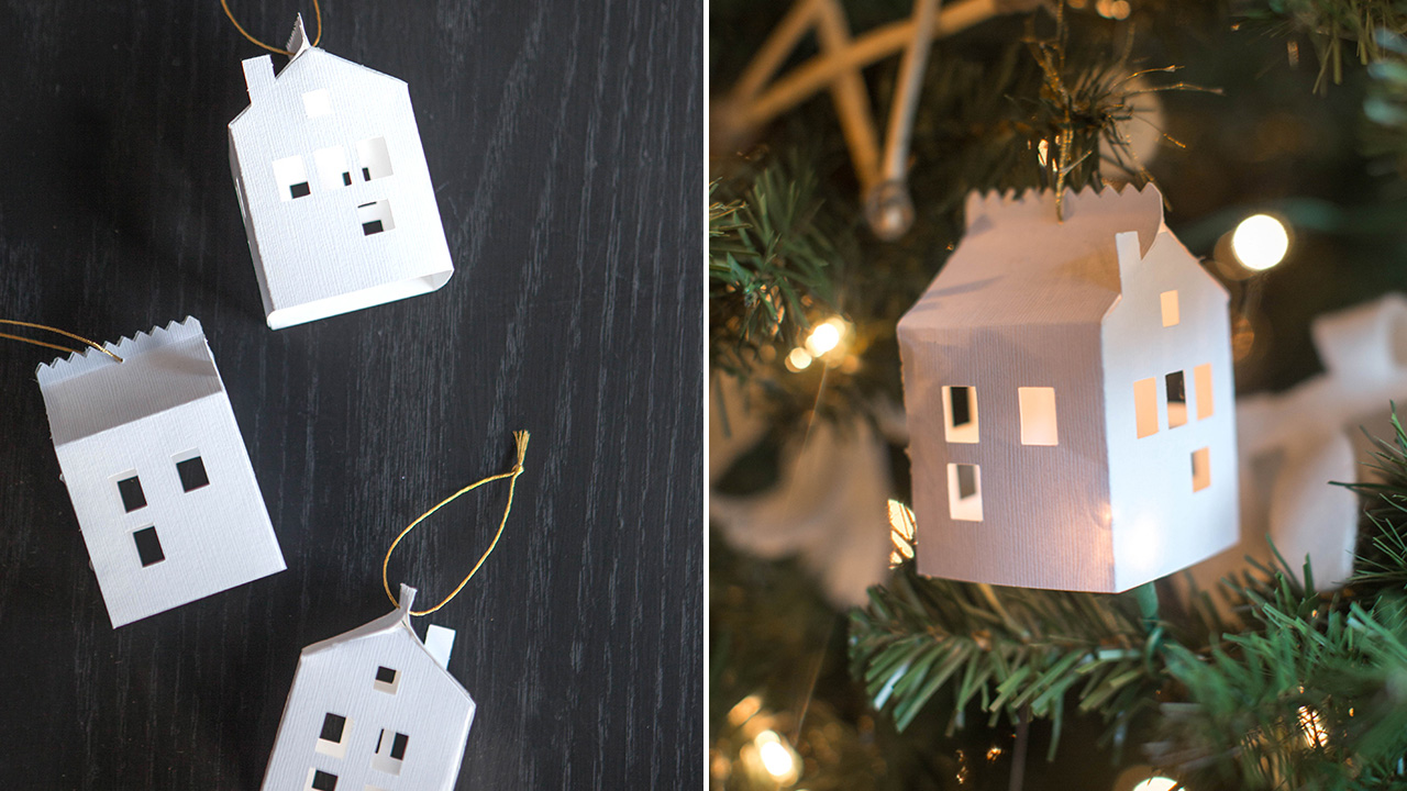 DIY Paper House Christmas Ornament