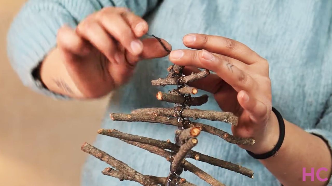 DIY Twig Christmas Tree- 8