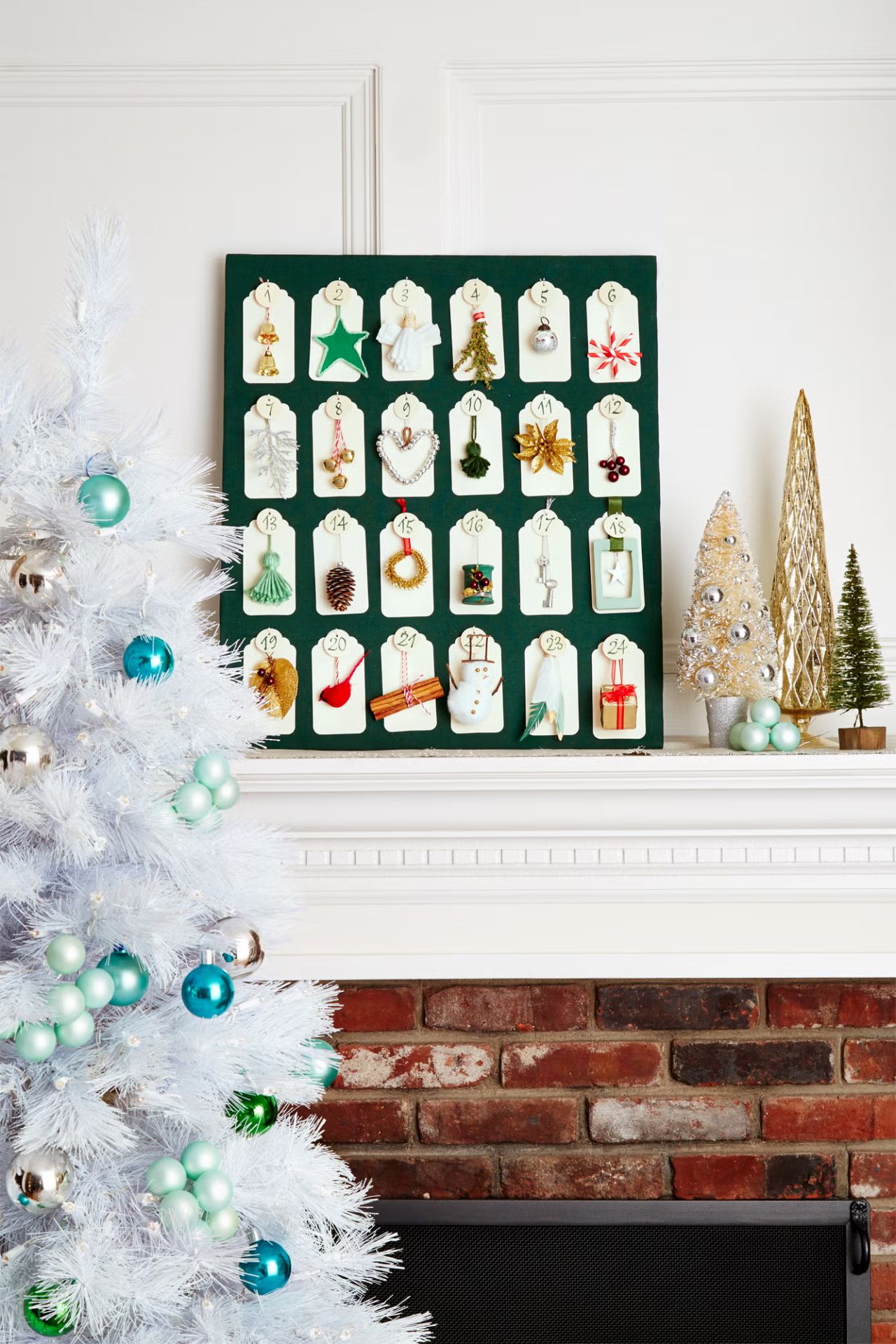 DIY advent calendar for mantel decoration