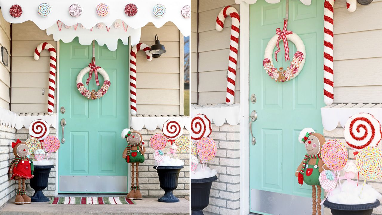 Front Porch Christmas Decoration Ideas - Gingerbread House Front Porch