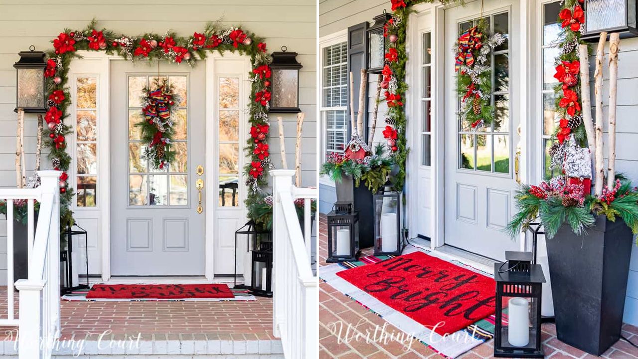 Front Porch Christmas Decoration Ideas - paint it red