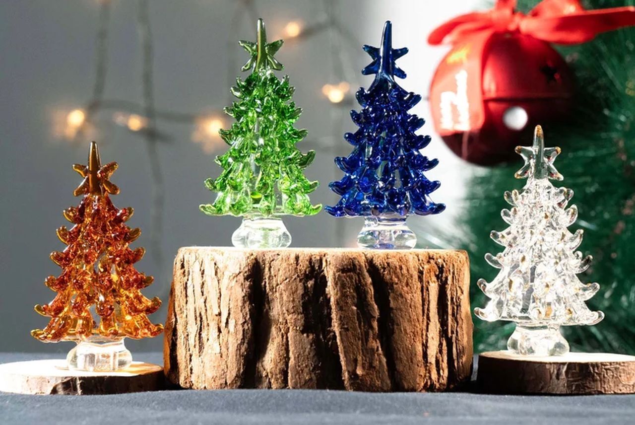 Handmade Stained Glass Miniature Christmas Trees