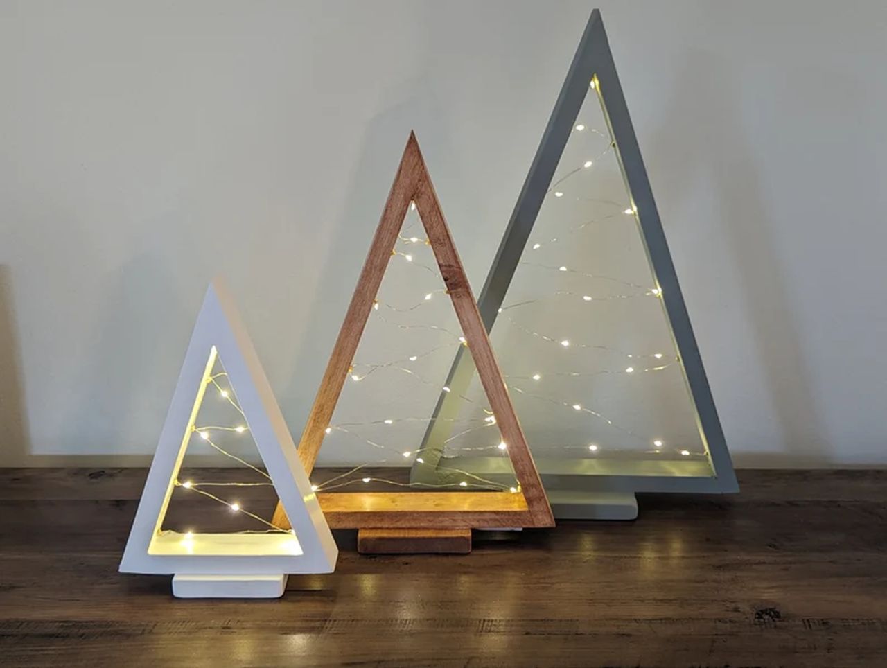 Handmade Wooden Standing Triangular Christmas Trees