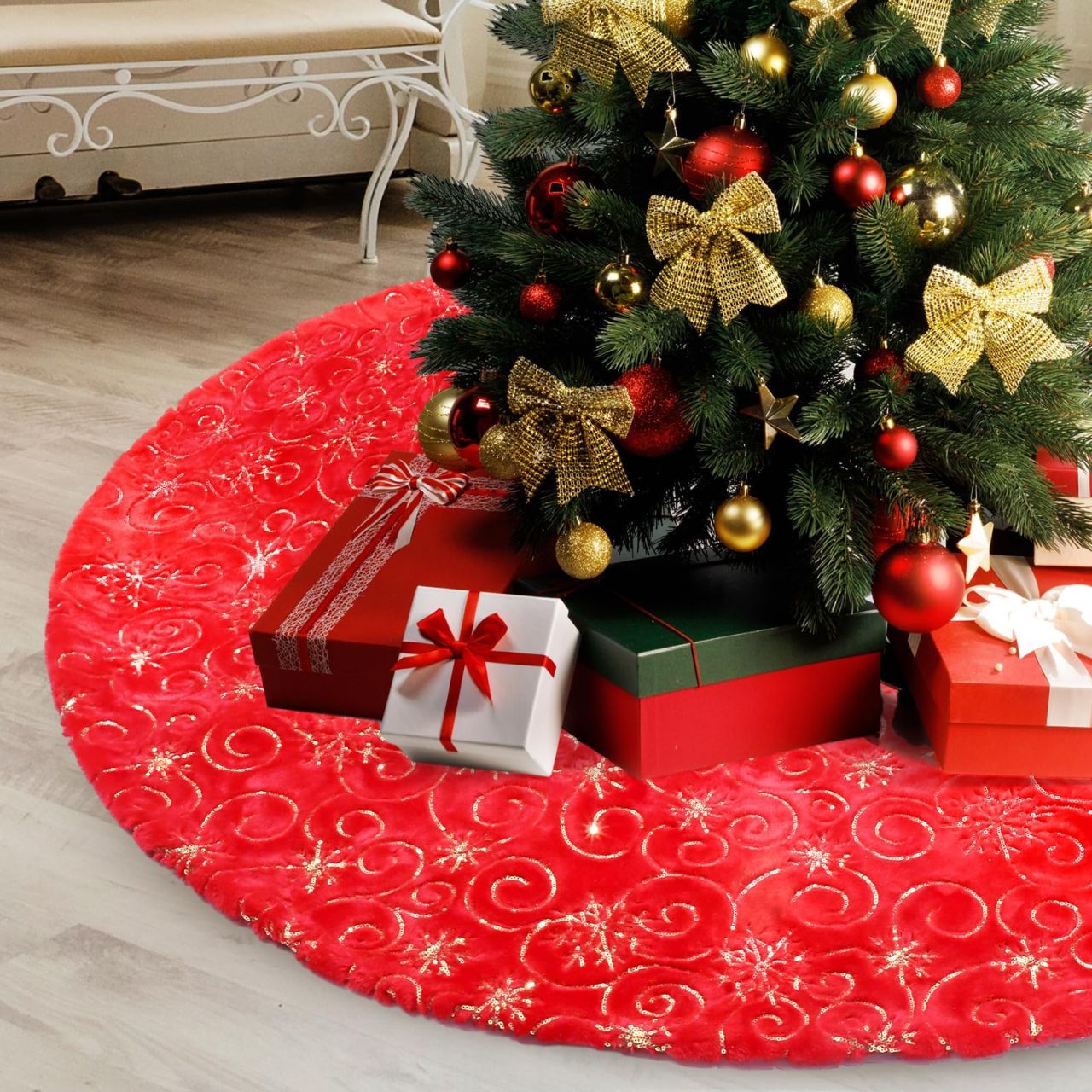 Joyyy Christmas Red Tree Skirt