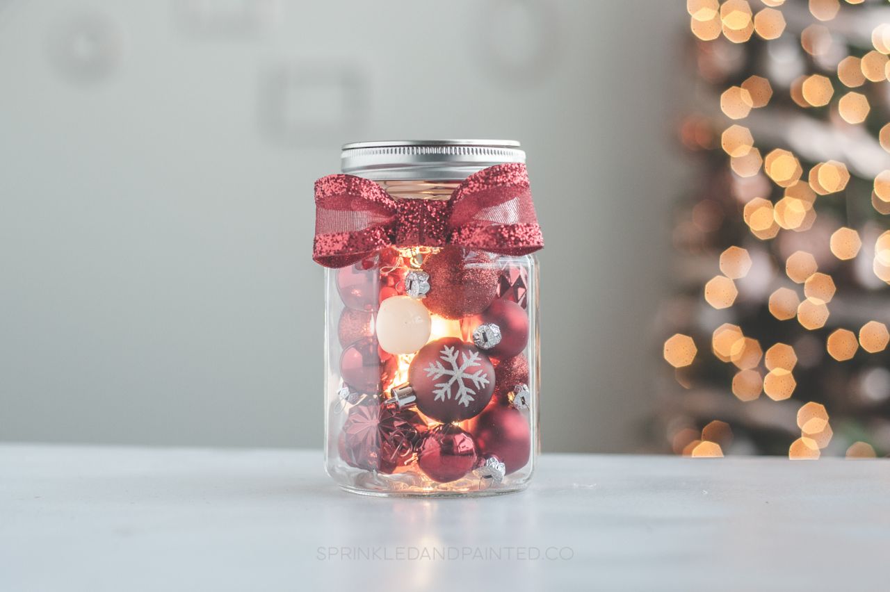 Mason Jar Ornament Décor With LED Lights