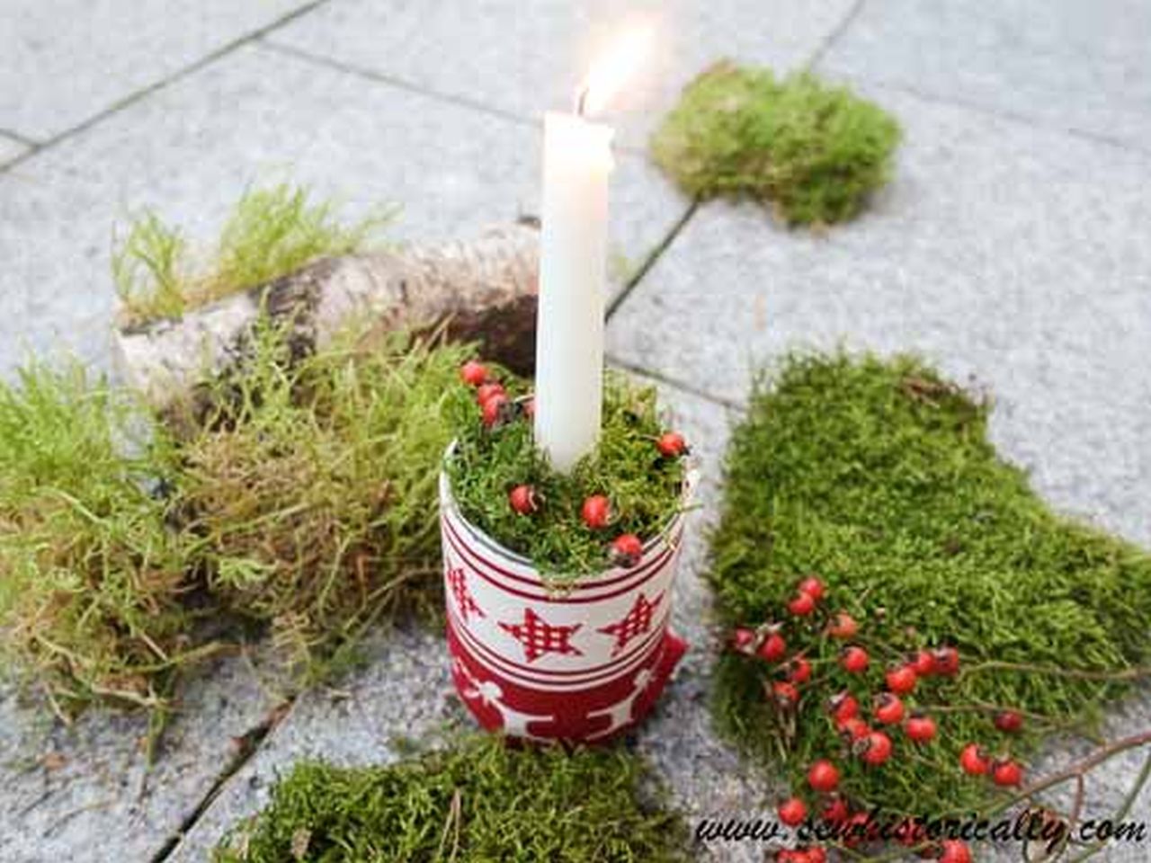 Moss Tin Can Candle Holder