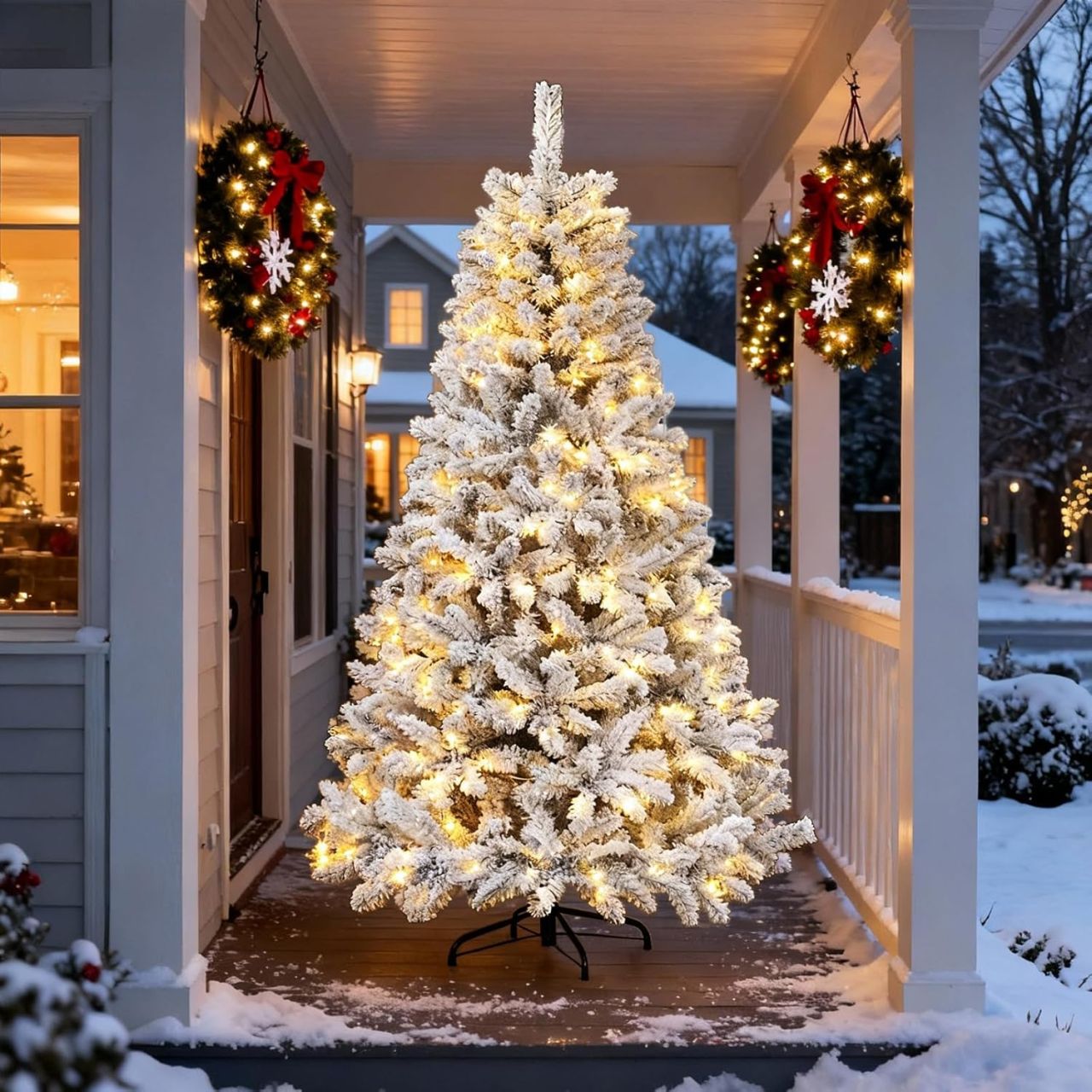 Northroad 5ft Snow Flocked Pre-Lit Christmas Tree