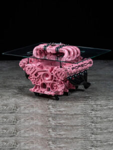 Porsche M28 V8 Coffee Table in Pink Pig Livery for Auction