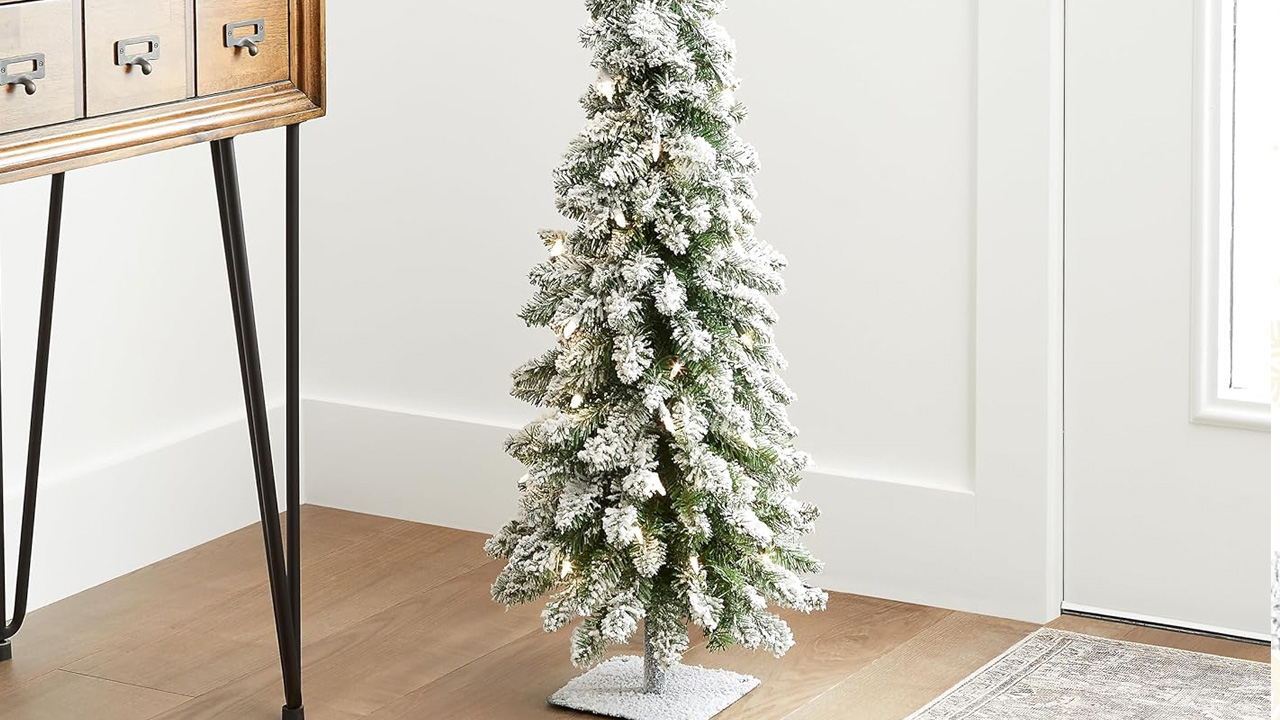 Pre-Lit Flocked Down Swept Christmas Tree