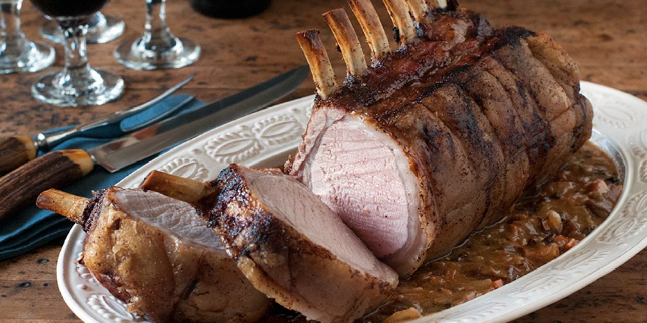 Roasted Rack of Pork Loin with Mustard & Apricots