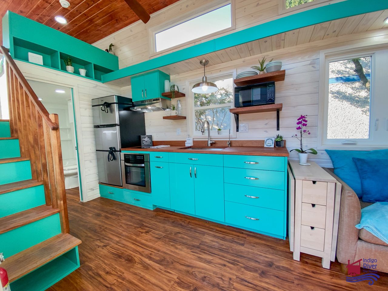 Sandy tiny house on wheels by Indigo River Tiny Homes