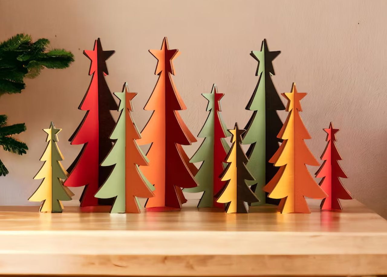 Set of Wooden Christmas Tree