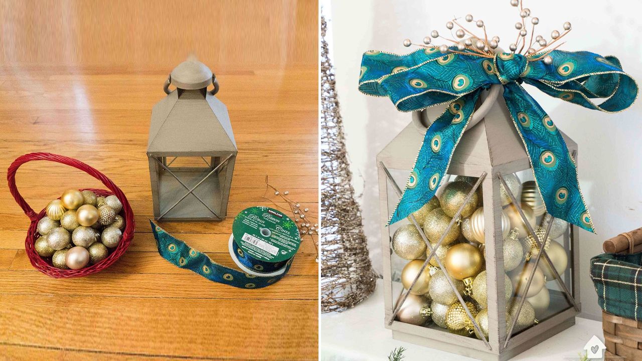 Simple DIY Christmas Lantern Decoration by Practically Functional