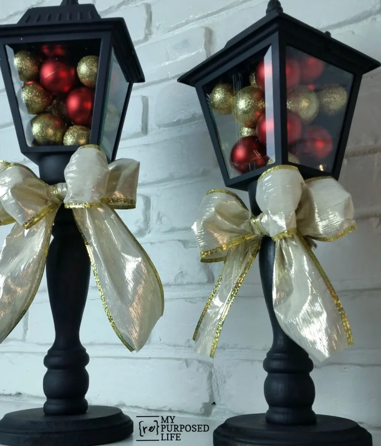 DIY Christmas Lanterns Made From Porch Lights