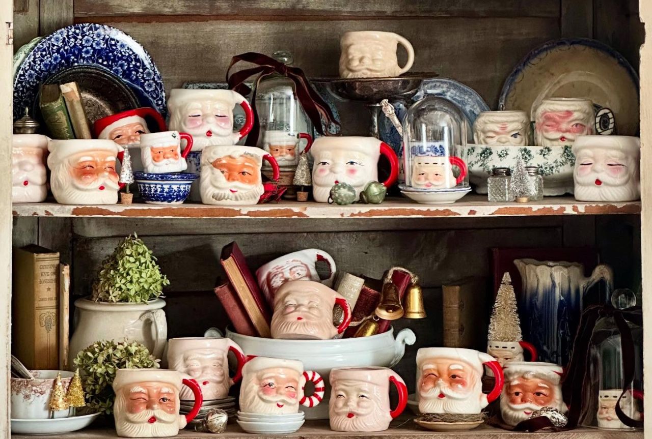 Vintage Mug Collection on Display