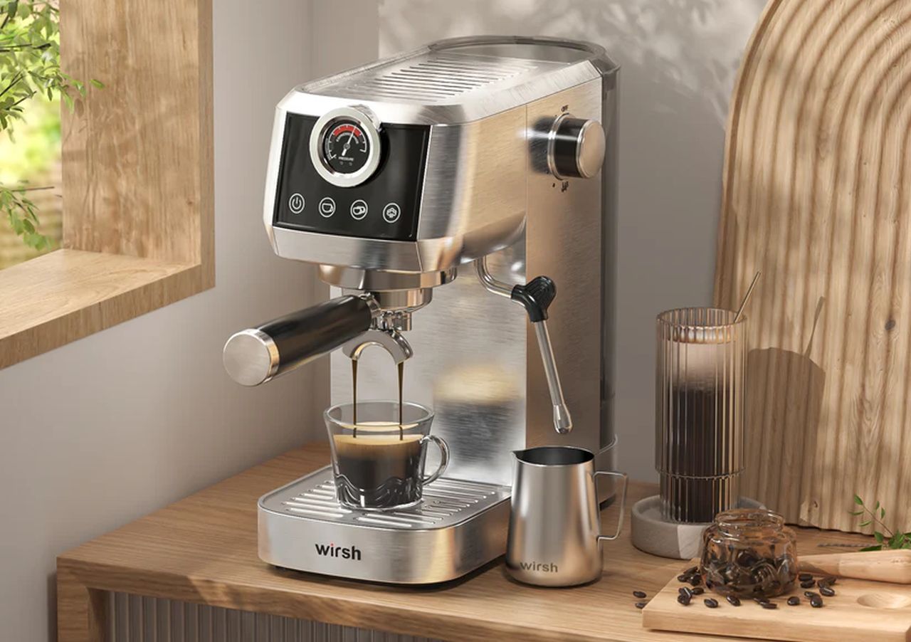 Wirsh 20 Bar Espresso Machine with Plastic-Free Portafilter and Steamer