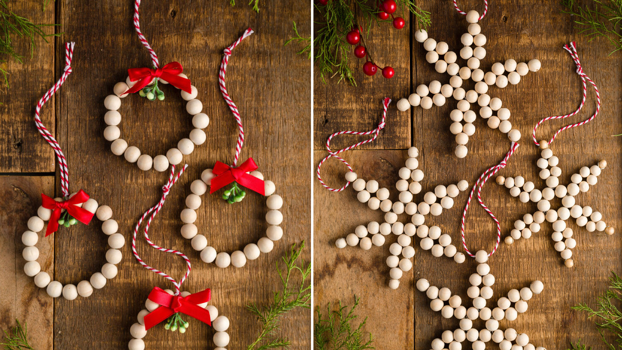 Wood Bead Christmas Ornaments