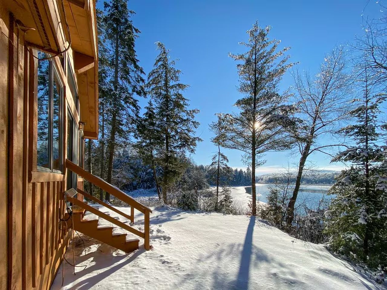 best christmas airbnbs in US - Camp Stardust Lakefront Cabin in Piseco 1