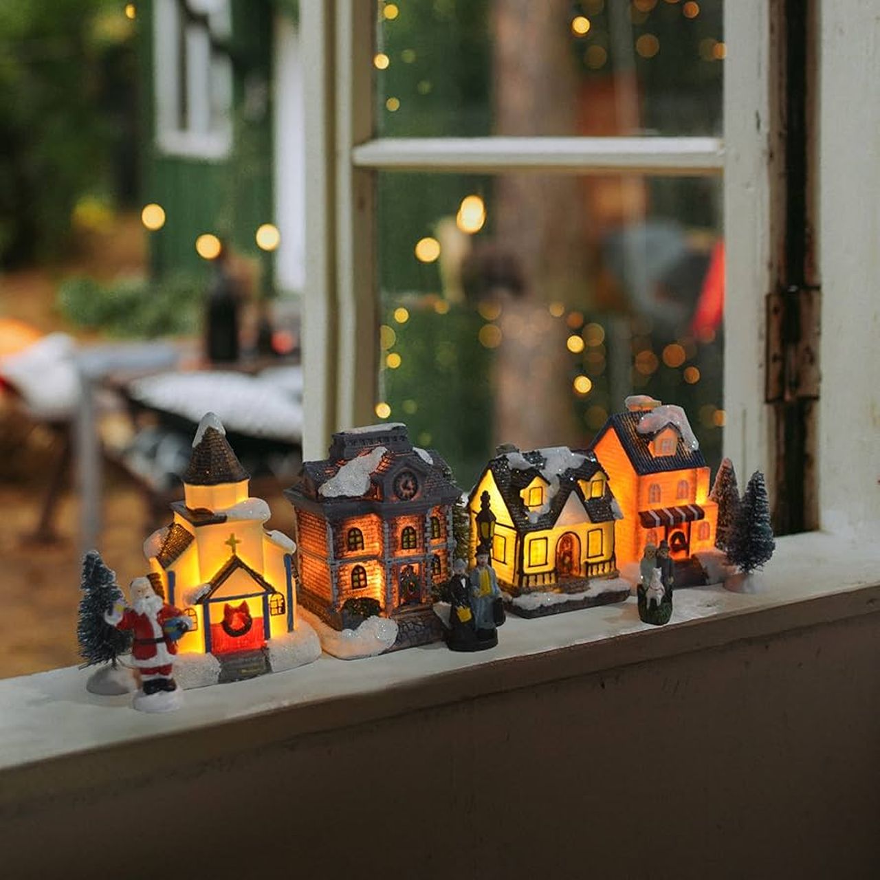 christmas village on window sill_1