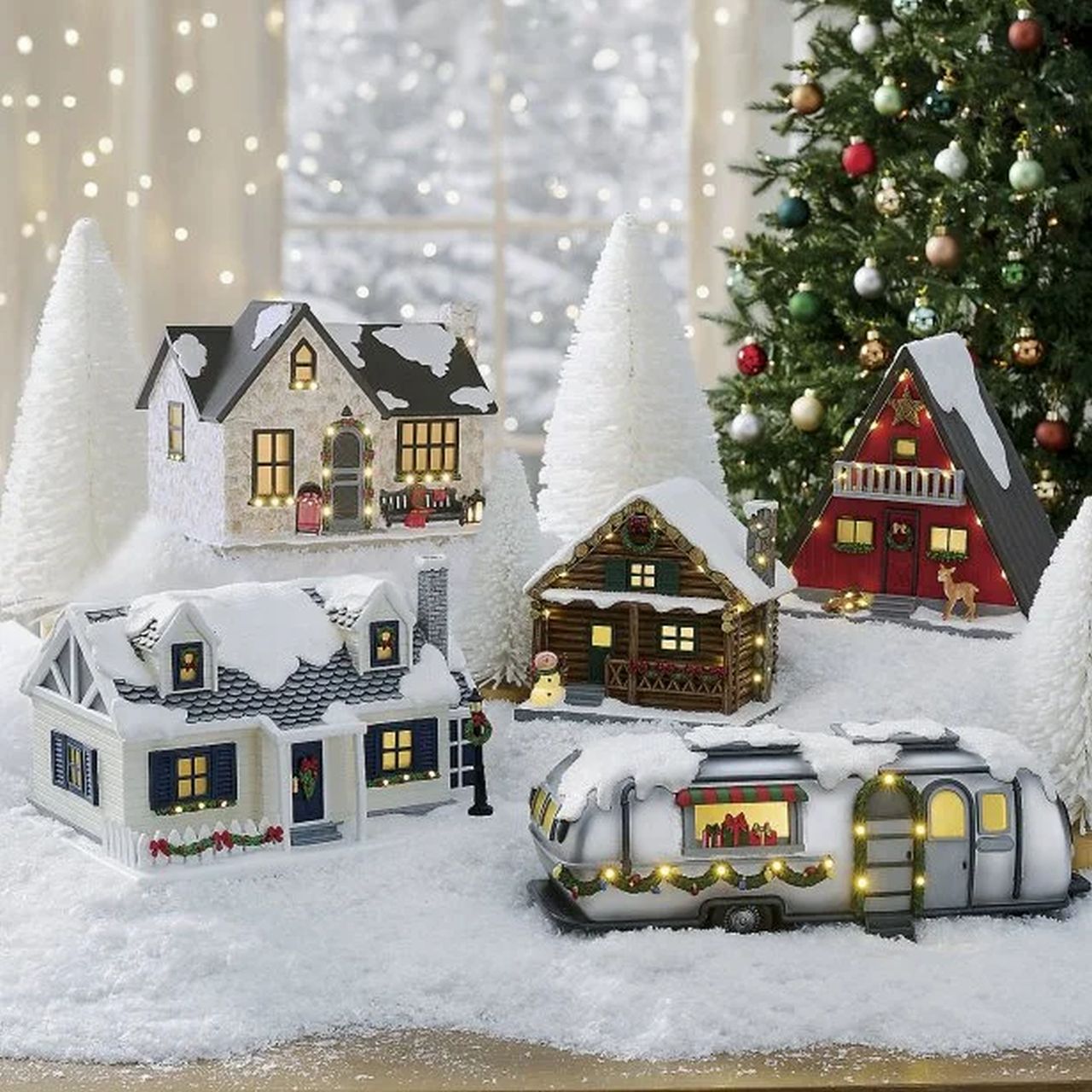 christmas village on window sill_2