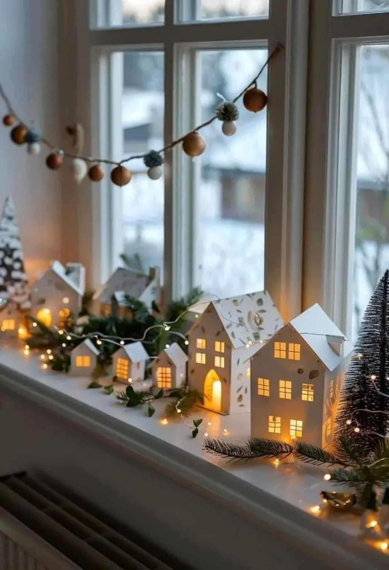 christmas village on window sill_3