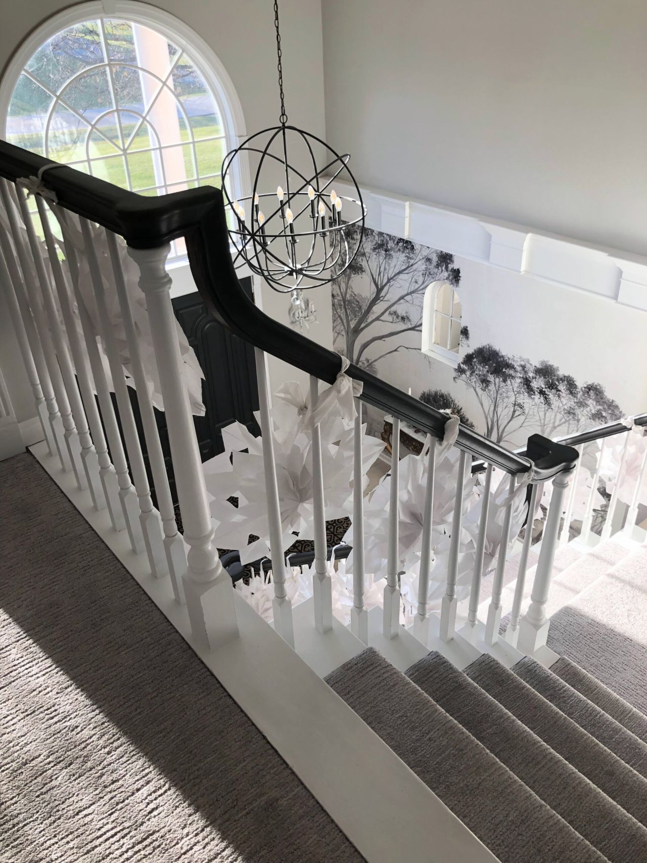 oversized snowflakes along the railings