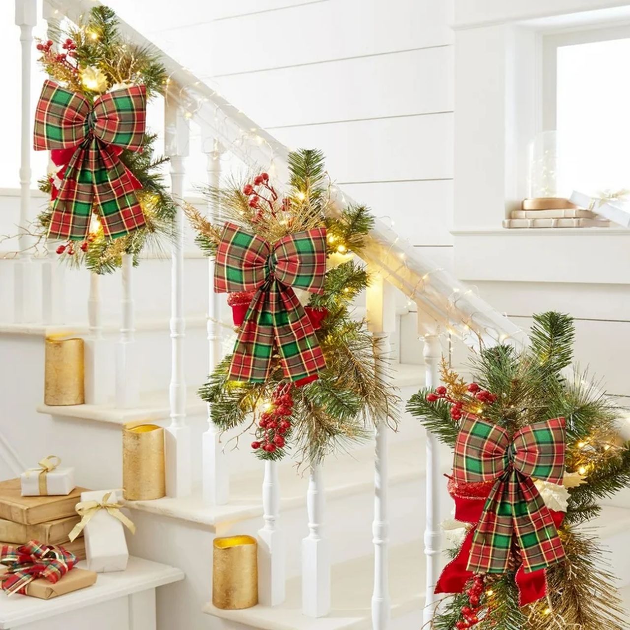 plaid or buffalo-check ribbon bows