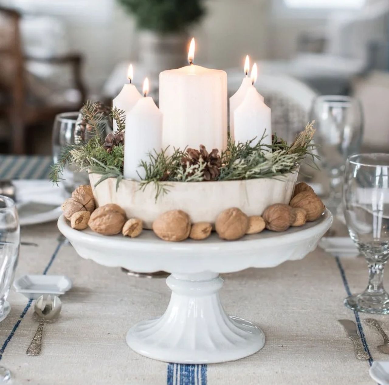 snowy pillar candles