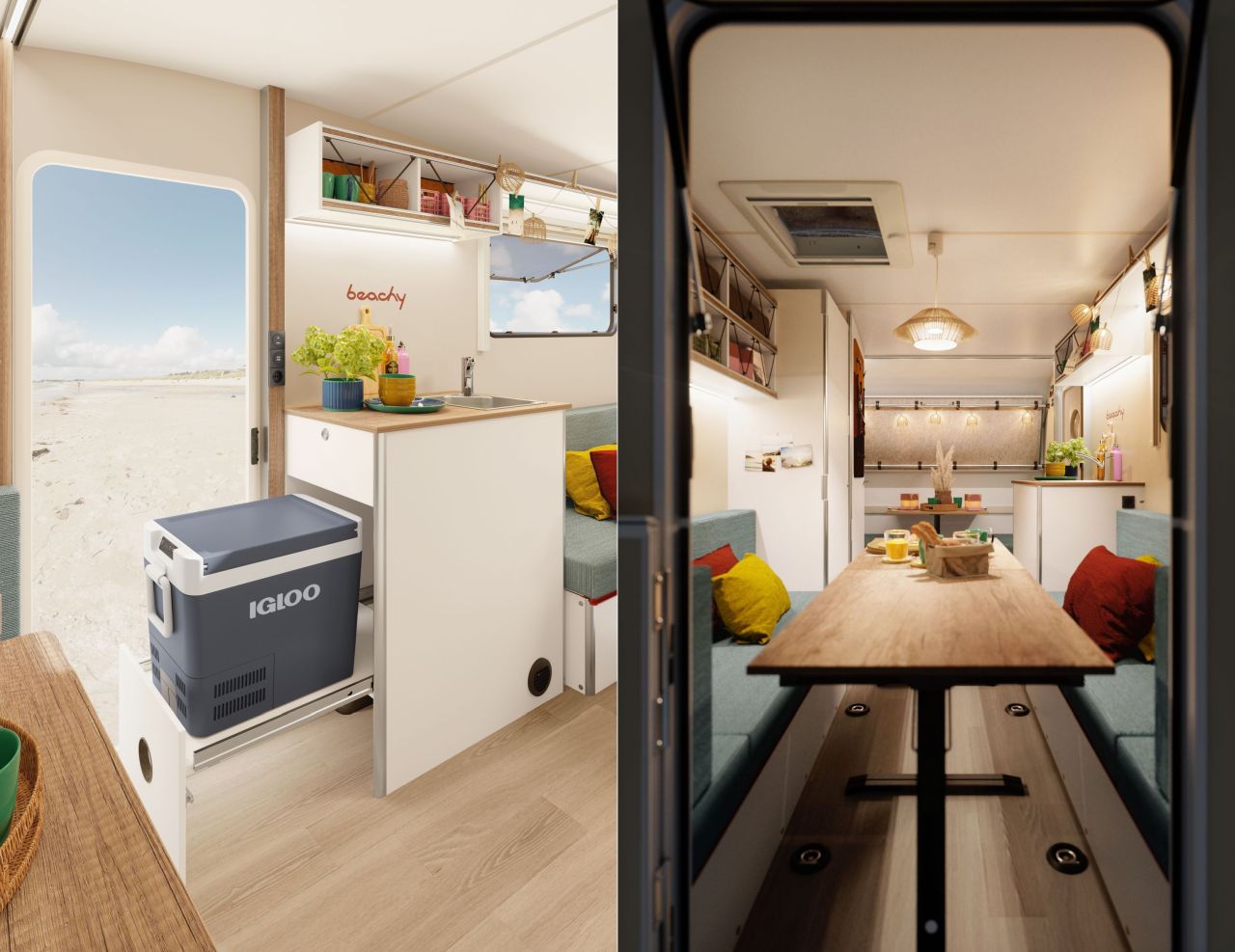 Beachy 420+ Camping Trailer with WC Inside - kitchen and dining room