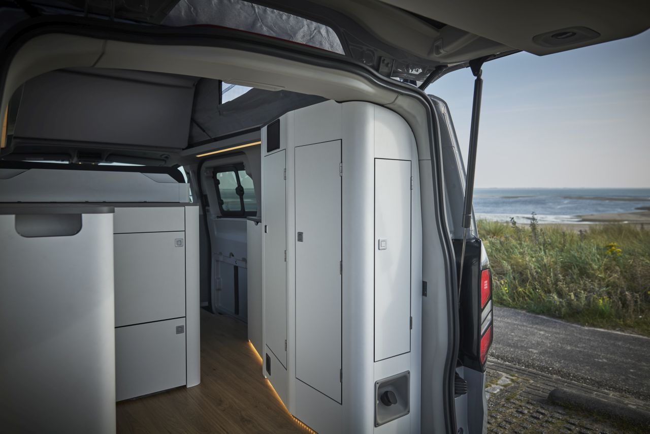 Ford Nugget Campervan With Longer Wheelbase Features Larger Kitchen and a Built-in Toilet